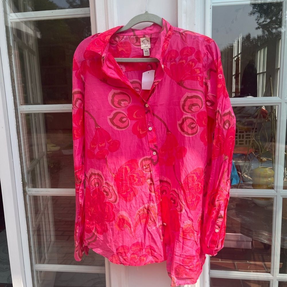 J. Crew Pink Floral Button-Down Shirt